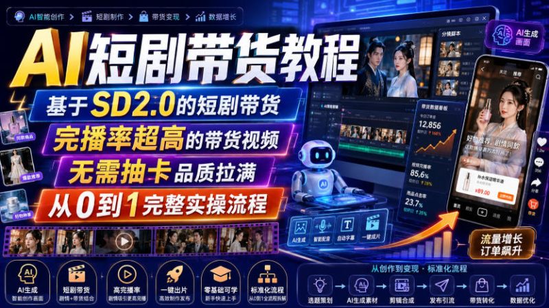 AI短剧带货教程，基于SD2.0的短剧带货，完播率超高的带货视频，无需抽卡品质拉满，从0到1完整实操流程 - 冒泡网