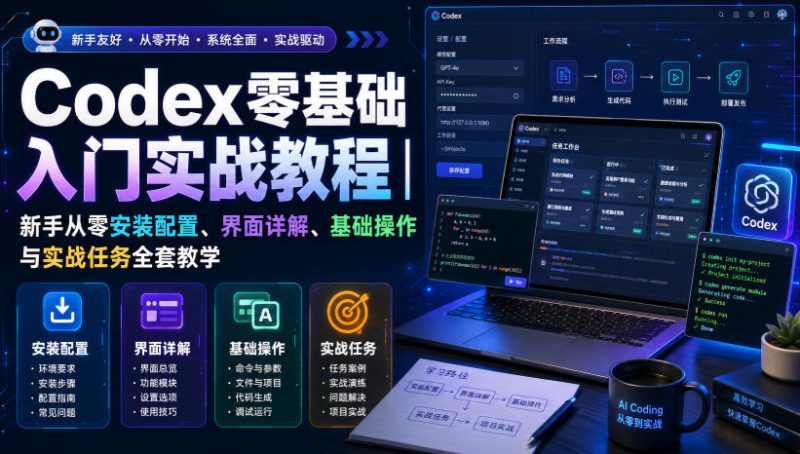 Codex零基础入门实战教程|新手从零安装配置、界面详解、基础操作与实战任务全套教学-紫橙项目网
