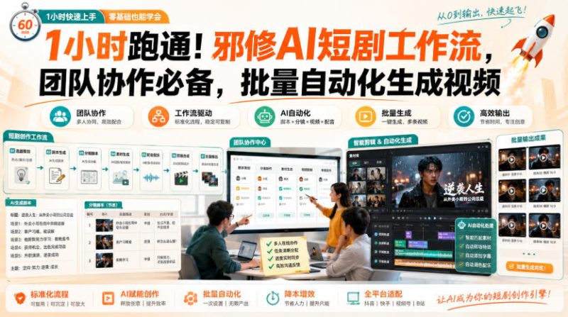 1小时跑通!邪修AI短剧工作流,团队协作必备,批量自动化生成视频-紫橙项目网