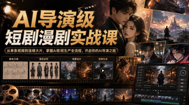 AI导演级短剧漫剧实战课,从单条视频到连续大片,掌握AI影视生产全流程,开启你的AI导演之路!-紫橙项目网