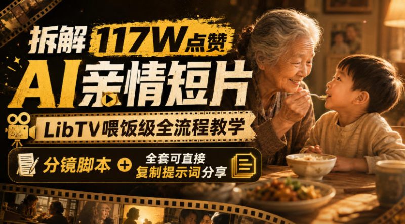 拆解117W点赞AI亲情短片,LibTV喂饭级全流程教学,分镜脚本+全套可直接复制提示词分享-紫橙项目网