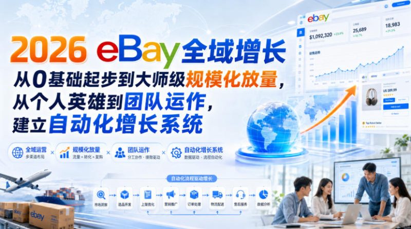 2026 eBay全域增长,从0基础起步到大师级规模化放量,从个人英雄到团队运作,建立自动化增长系统-紫橙项目网