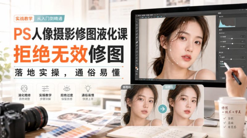 PS人像摄影修图液化课,拒绝无效修图,落地实操,通俗易懂-紫橙项目网