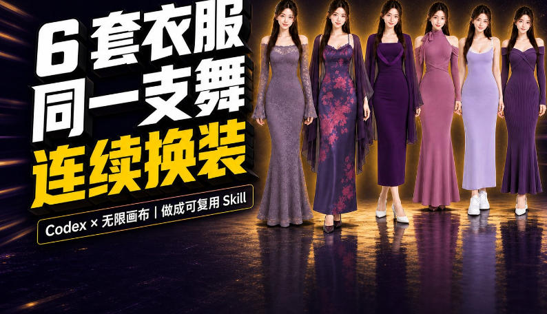 同一支舞,6套衣服按顺序切换:我把服装换装视频做成了一个Skill-紫橙项目网