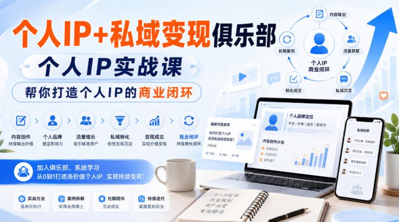 个人IP+私域变现俱乐部,个人IP实战课,帮你打造个人IP的商业闭环-紫橙项目网
