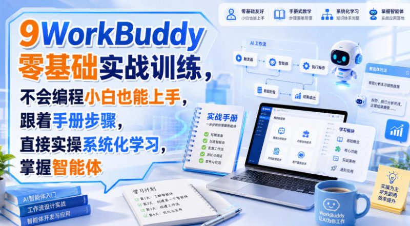 WorkBuddy零基础实战训练,不会编程小白也能上手,跟着手册步骤,直接实操系统化学习,掌握智能体-紫橙项目网