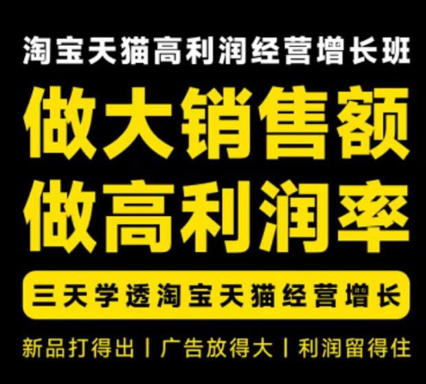 天猫淘宝高利润经营增长班杭州线下课31期8月22-24日,做大销售额做高利润率,三天学透淘宝天猫经营增长-紫橙项目网