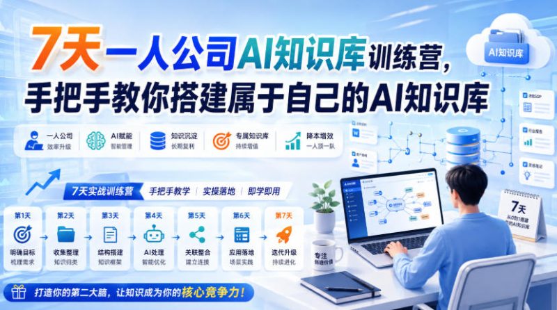 7天一人公司AI知识库训练营,手把手教你搭建属于自己的AI知识库-紫橙项目网