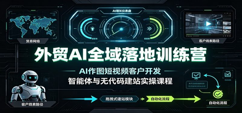 外贸AI全域落地训练营:AI作图短视频客户开发,智能体与无代码建站实操课程-紫橙项目网