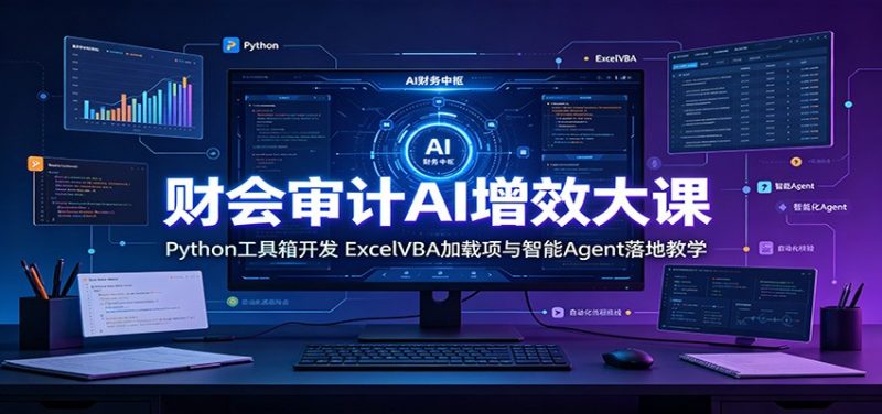 财会审计AI增效大课:Python工具箱开发,ExcelVBA加载项与智能Agent落地教学-紫橙项目网