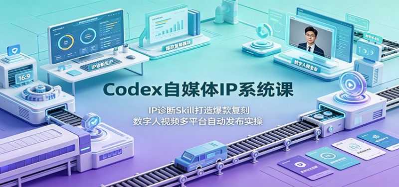 Codex自媒体IP系统课:IP诊断Skill打造爆款复刻,数字人视频多平台自动发布实操-紫橙项目网