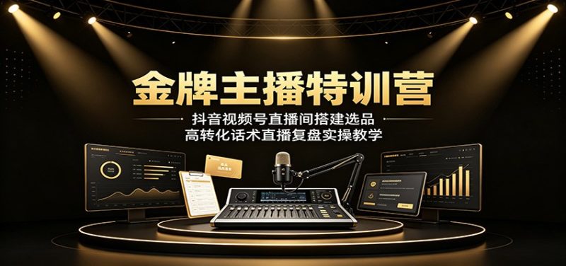 金牌主播特训营:抖音视频号直播间搭建选品,高转化话术直播复盘实操教学-紫橙项目网