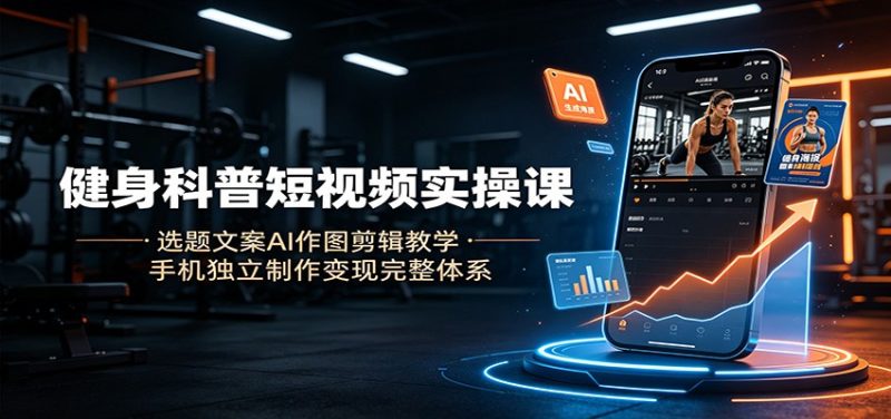 健身科普短视频实操课:选题文案AI作图剪辑教学,手机独立制作变现完整体系-紫橙项目网