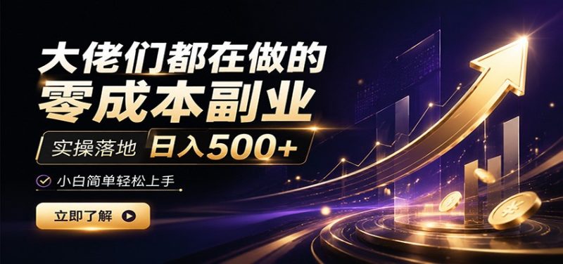 大佬们都在做的零成本副业,实操落地日入500+,小白一秒上手-紫橙项目网