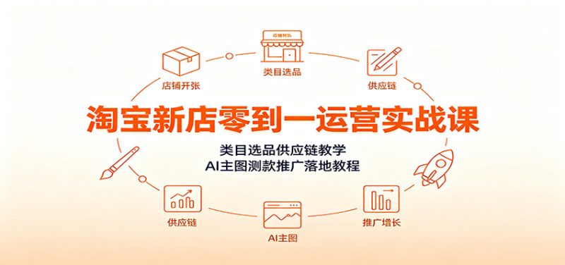 淘宝新店零到一运营实战课:类目选品供应链教学,AI主图测款推广落地教程-紫橙项目网