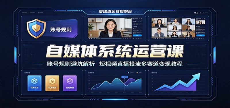 自媒体系统运营课:账号规则避坑解析,短视频直播投流多赛道变现教程 - 福缘网