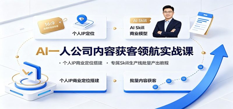 AI一人公司内容获客领航实战课：个人IP商业定位搭建，专属Skill生产线批量产出教程-紫橙项目网