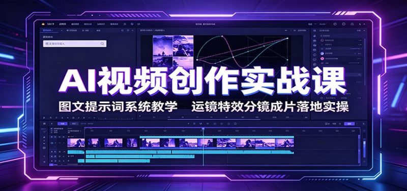 AI视频创作实战课:图文提示词系统教学,运镜特效分镜成片落地实操 - 福缘网