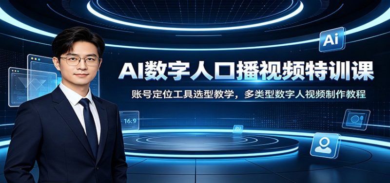 AI数字人口播视频特训课:账号定位工具选型教学,多类型数字人视频制作教程-紫橙项目网