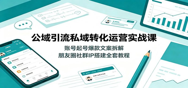 公域引流私域转化运营实战课:账号起号爆款文案拆解,朋友圈社群IP搭建全套教程-紫橙项目网