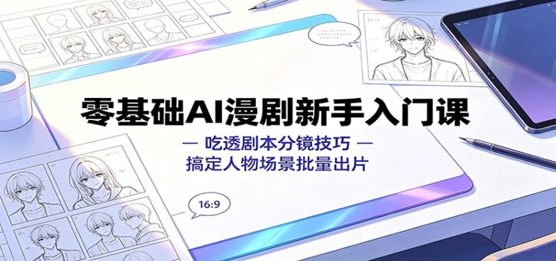 零基础AI漫剧新手入门课:吃透剧本分镜技巧,搞定人物场景批量出片-紫橙项目网