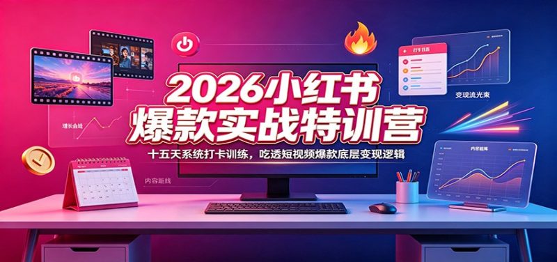 2026小红书爆款实战特训营:十五天系统打卡训练,吃透短视频爆款底层变现逻辑-紫橙项目网