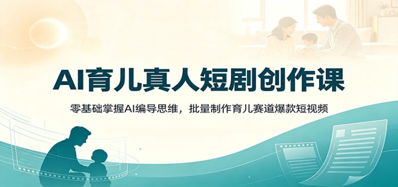 AI育儿真人短剧创作课：零基础掌握AI编导思维，批量制作育儿赛道爆款短视频-紫橙项目网