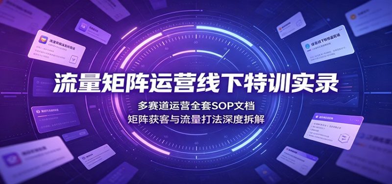 流量矩阵运营线下特训实录：多赛道运营全套SOP文档，矩阵获客与流量打法深度拆解-紫橙项目网