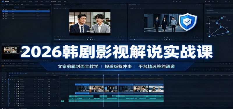 2026韩剧影视解说实战课：文案剪辑封面全教学，规避版权冲击平台精选签约通道-紫橙项目网