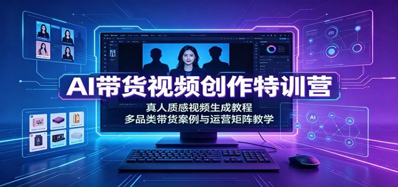 AI带货视频创作特训营：真人质感视频生成教程，多品类带货案例与运营矩阵教学-紫橙项目网