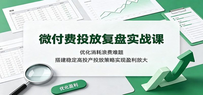 微付费投放复盘实战课：优化消耗浪费难题，搭建稳定高投产投放策略实现盈利放大-紫橙项目网
