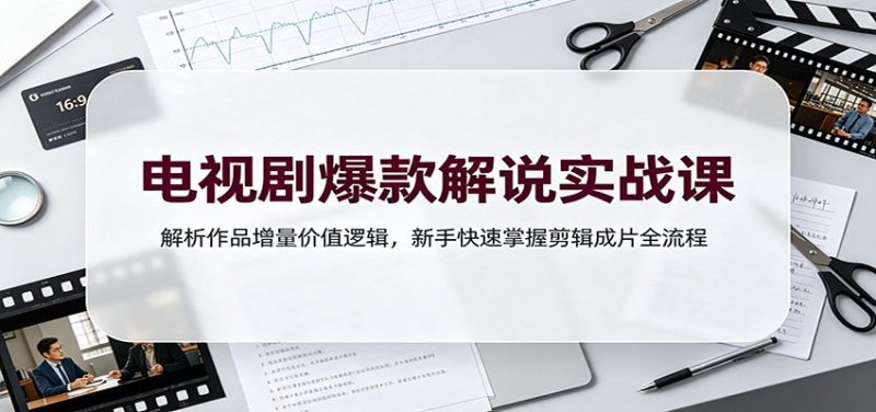电视剧爆款解说实战课：解析作品增量价值逻辑，新手快速掌握剪辑成片全流程-紫橙项目网
