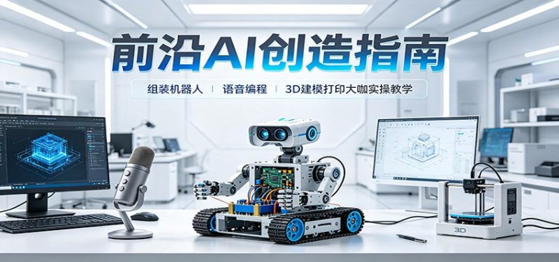 前沿AI创造指南:组装机器人、语音编程、3D建模打印大咖实操教学-紫橙项目网