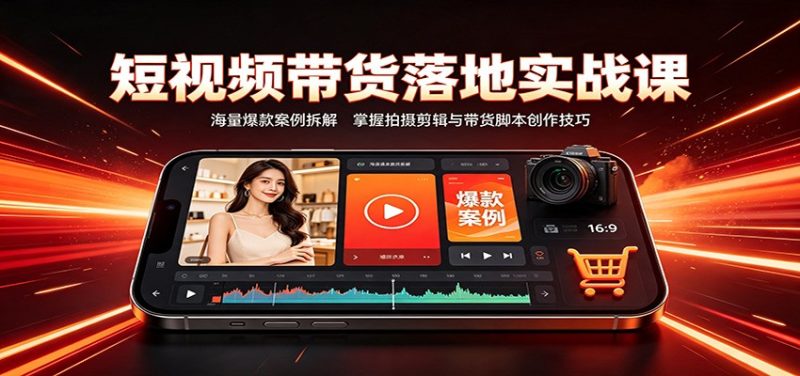 短视频带货落地实战课:海量爆款案例拆解,掌握拍摄剪辑与带货脚本创作技巧-紫橙项目网