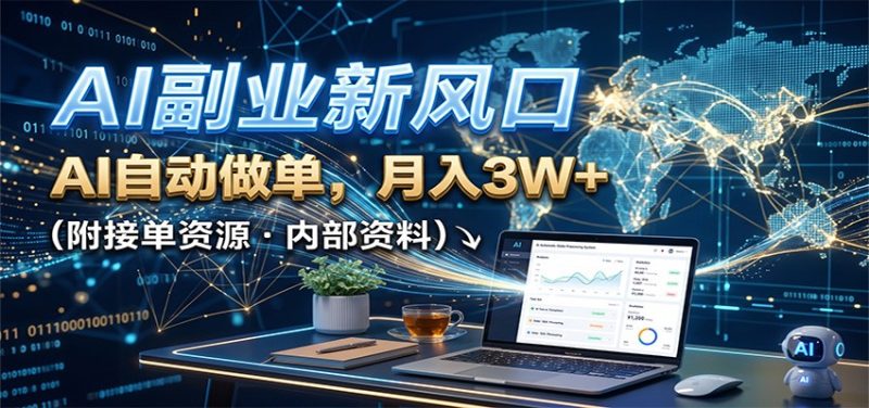AI副业新风口,AI自动做单,月入3W+,附接单资源-紫橙项目网
