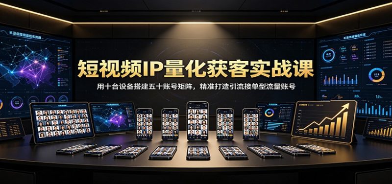 短视频IP量化获客实战课:用十台设备搭建五十账号矩阵,精准打造引流接单型流量账号-紫橙项目网