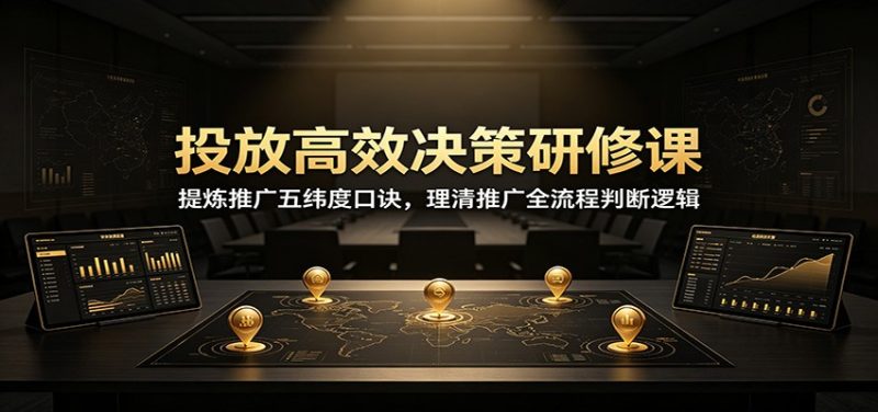 投放高效决策研修课:提炼推广五纬度口诀,理清推广全流程判断逻辑-紫橙项目网