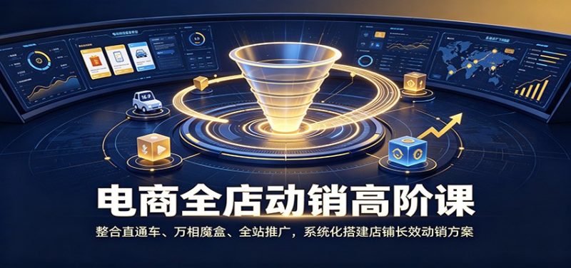 电商全店动销高阶课:整合直通车、万相魔盒、全站推广,系统化搭建店铺长效动销方案-紫橙项目网