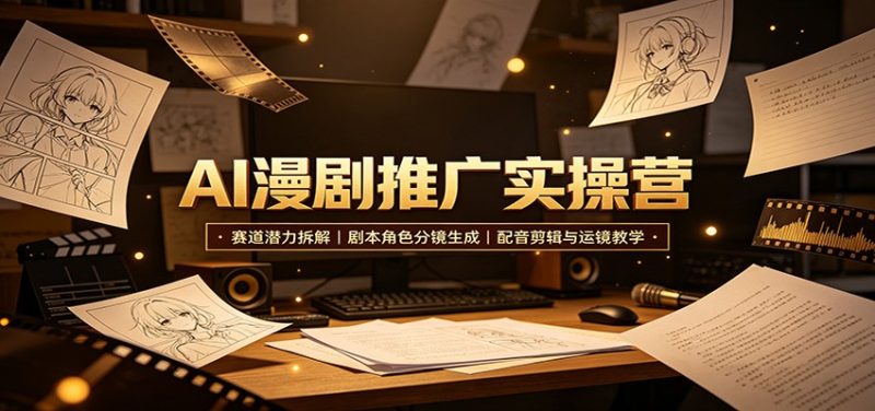 AI漫剧推广实操营:赛道潜力拆解,剧本角色分镜生成,配音剪辑与运镜教学-紫橙项目网