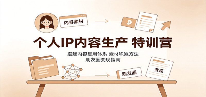 个人IP内容生产特训营:搭建内容复用体系,素材积累方法,朋友圈变现指南-紫橙项目网