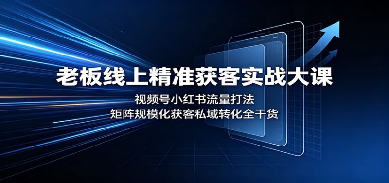 老板线上精准获客实战大课:视频号小红书流量打法,矩阵规模化获客私域转化全干货-紫橙项目网