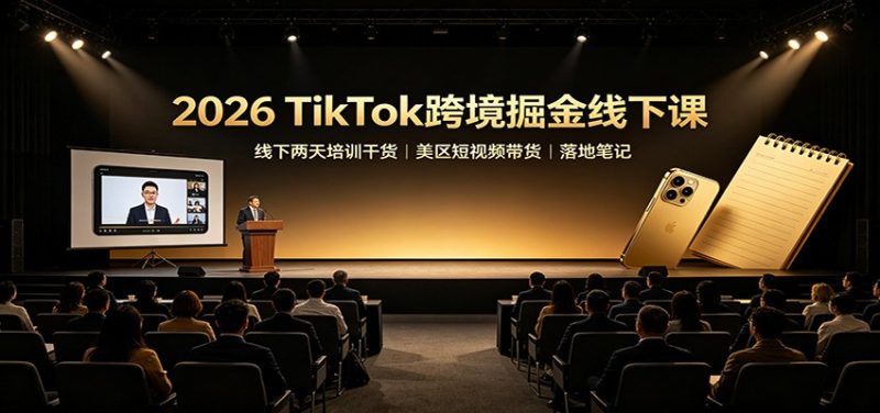 2026 TikTok跨境掘金线下课:线下两天培训干货,美区短视频带货落地笔记-紫橙项目网