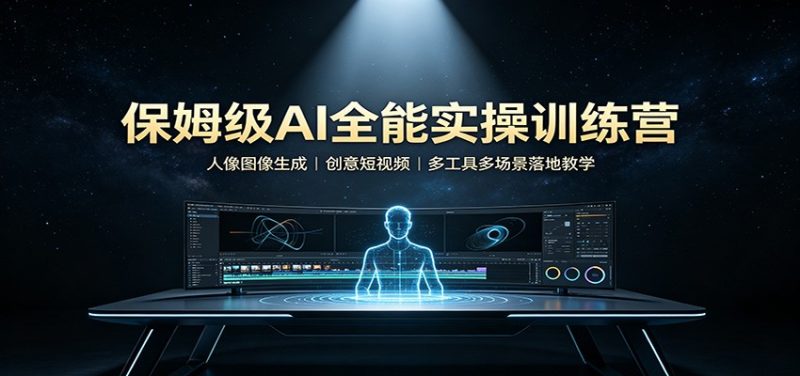 保姆级AI全能实操训练营：人像图像生成，创意短视频，多工具多场景落地教学-紫橙项目网
