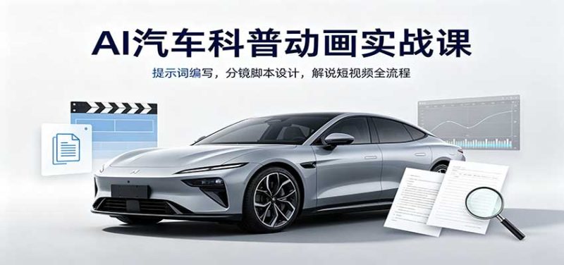 AI汽车科普动画实战课:提示词编写,分镜脚本设计,解说短视频全流程-紫橙项目网
