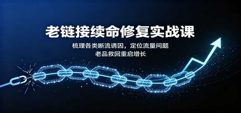 老链接续命修复实战课:梳理各类断流诱因,定位流量问题,老品救回重启增长-紫橙项目网