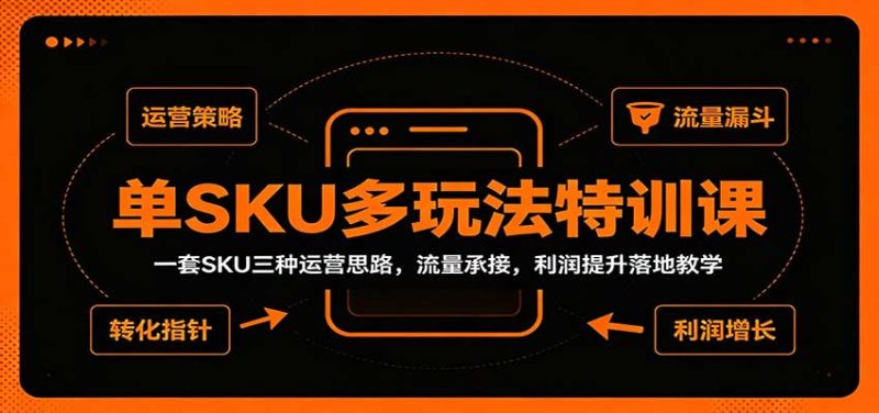 单SKU多玩法特训课:一套SKU三种运营思路,流量承接,利润提升落地教学-紫橙项目网