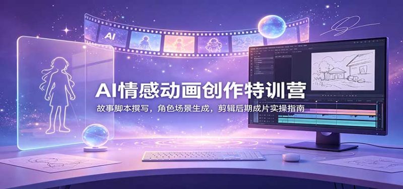 AI情感动画创作特训营:故事脚本撰写,角色场景生成,剪辑后期成片实操指南-紫橙项目网