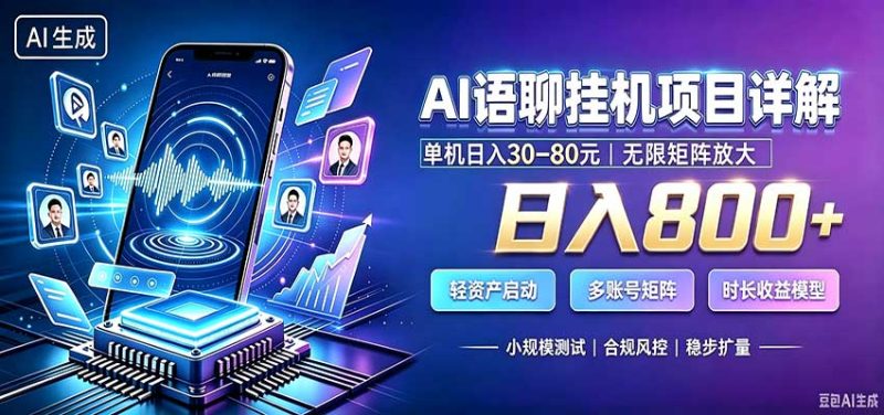 AI语聊挂机，日入800+，适用个人副业，工作室矩阵操作 - 福缘网