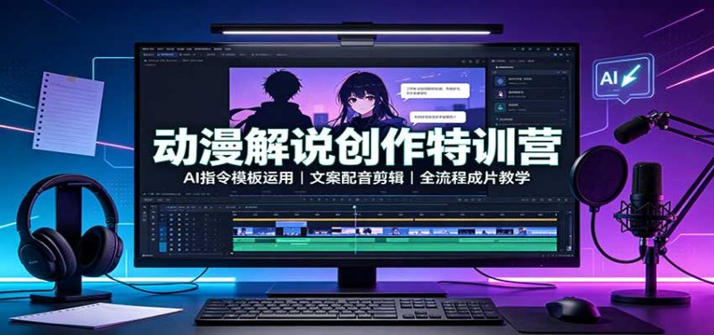 动漫解说创作特训营:AI指令模板运用,文案配音剪辑,全流程成片教学-紫橙项目网
