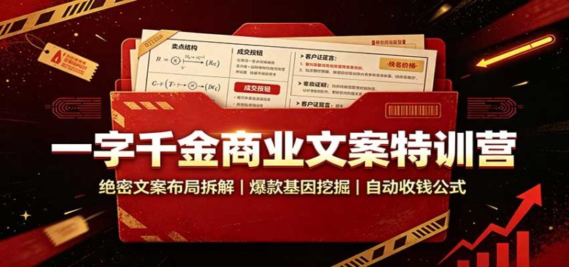 一字千金商业文案特训营:绝密文案布局拆解,爆款基因挖掘,自动收钱公式-紫橙项目网